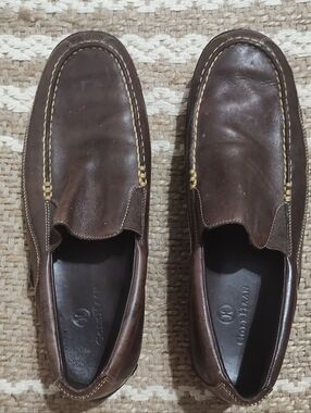 Cole Haan Brown Leather Slip-On Loafers with Contrast Stitch